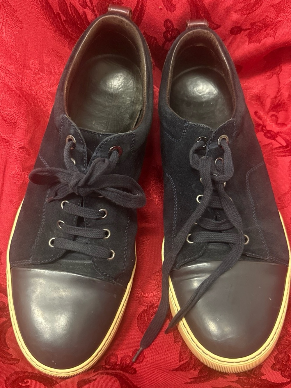 Lanvin Men's Black Suede & Leather Casual Sneakers